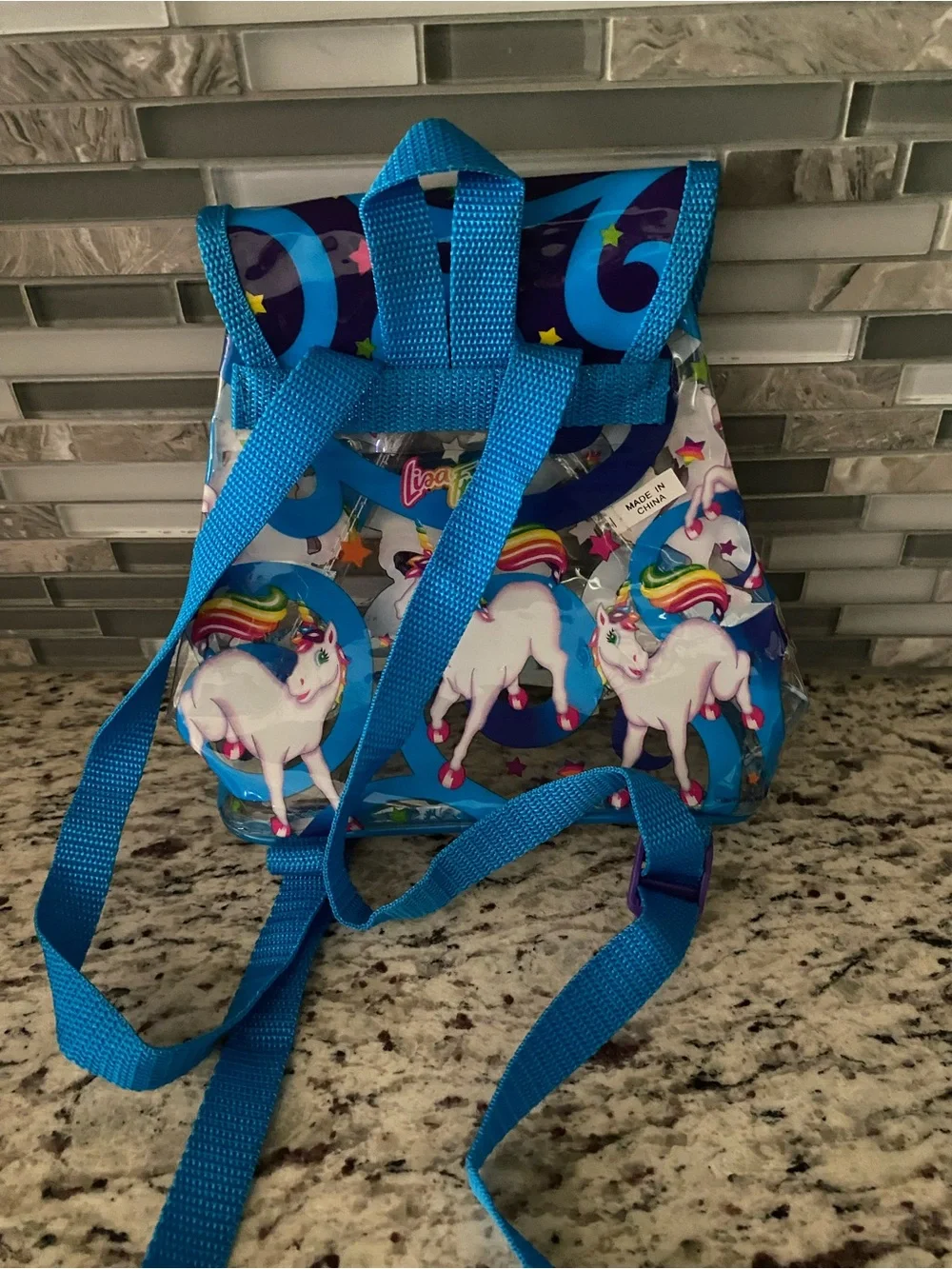 Vintage Lisa Frank Markie Unicorn mini backpack clear see through 90s y2k bag